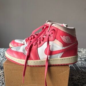 Nike Women's Air Jordan 1 Mid Sneaker Sale/Pink Salt/Guava Ice Sneakers